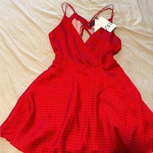 Zara Red and Black Polka Dot Dress